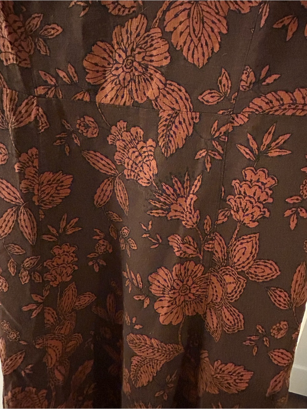 NWT Banana Republic Factory Linen Brown Floral V-Neck Midi Dress - Picture 6 of 10